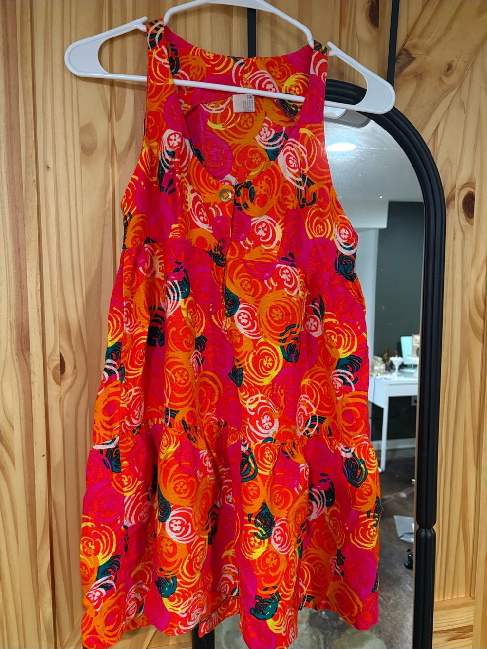 Women’s Bright Floral Tiered Sundress - Pink & Orange